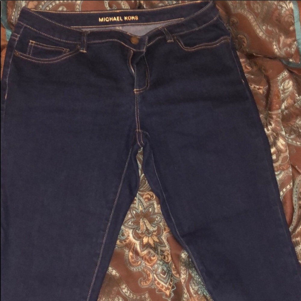Michael Kors dark denim jeans.